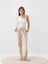 Kadın Naturel Slim Fit Keten Bluz 2