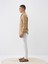 Erkek Camel Regular Fit Keten İtalyan Yaka Basic Gömlek 4