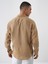 Erkek Camel Regular Fit Keten İtalyan Yaka Basic Gömlek 5