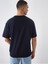 Erkek Lacivert Oversize Pamuklu Basic Tişört 4