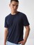 Erkek Lacivert Slim Fit Pamuklu Basic Tişört 1