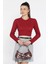 Bel Lastikli ve Bağlamalı Kadın Kabartma Desen Crop Top Bluz 1