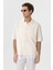 Ekru Dokulu Jakarlı Pamuklu Erkek Kısa Kol Gömlek 10