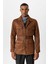 Koyu Kahve Erkek Slim Fit Kemerli Süet Mont 1
