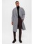 Açık Gri Kuşaklı Oversize Erkek Kaban 7