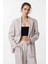Bej 100% Keten Kadın Blazer Ceket 2