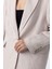 Bej 100% Keten Kadın Blazer Ceket 4