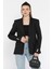Kadın Düğme Detaylı Kruvaze Yaka Blazer Ceket P-00015646 1