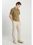 %100 Keten Regular Fit Normal Kesim Normal Bel Düz Paça Bej Pantolon 2