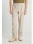%100 Keten Regular Fit Normal Kesim Normal Bel Düz Paça Bej Pantolon 3