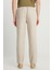 %100 Keten Regular Fit Normal Kesim Normal Bel Düz Paça Bej Pantolon 4