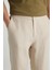 %100 Keten Regular Fit Normal Kesim Normal Bel Düz Paça Bej Pantolon 5
