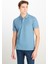 %100 Pamuk Regular Fit Normal Kesim Mavi Polo Yaka Tişört 2