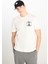 %100 Pamuk Regular Fit Normal Kesim Bisiklet Yaka Baskılı Ekru Tişört 1