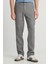 %100 Keten Regular Fit Normal Kesim Normal Bel Düz Paça Koyu Gri Pantolon 3