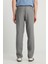 %100 Keten Regular Fit Normal Kesim Normal Bel Düz Paça Koyu Gri Pantolon 4