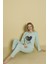 Kadın Uzun Kol Mint Baskılı Basic Pijama Takımı 1