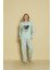 Kadın Uzun Kol Mint Baskılı Basic Pijama Takımı 2
