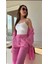 Pembe Gofre Kimono ve Pantolon Ikili Takım 1