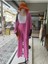 Pembe Gofre Kimono ve Pantolon Ikili Takım 2