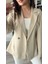 Bej Volanlı Bel Oturtmalı Blazer Ceket 3