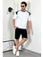 Unisex Oversize Beyaz Omzu Siyah T-Shirt 1