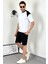 Unisex Oversize Beyaz Omzu Siyah T-Shirt 2