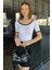Kadın Şerit Detaylı Basic Crop Top Bluz 2