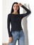Uzun Kollu Kayık Yaka Vücudu Saran Basic Kadın Body T-Shirt 21897 Bordo 3