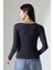 Uzun Kollu Kayık Yaka Vücudu Saran Basic Kadın Body T-Shirt 21897 Bordo 4