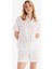 Kadın %100 Pamuk Kısa Kol Önden Düğmeli Beyaz Şortlu Pijama Takımı C1T6N8O15 4
