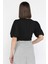 Kadın Ön Düğüm Detaylı Yan Fermuarlı Balon Kol Crop Top Bluz 3