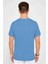 Erkek Bisiklet Yaka Slim Fit Pamuk Pike Mavi Tişört 4
