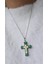Ithal Sarı Buz Kesim Yeşil Haç Cross Gümüş Kolye 2