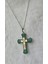 Ithal Sarı Buz Kesim Yeşil Haç Cross Gümüş Kolye 3