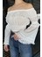 Kadın Yaka ve Bel Büzgülü Fırfırlı Crop Top Bluz 4