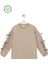 Kız Çocuk %100 Pamuk Fiyonklu Bej Sweatshirt - Rahat ve Şık Stil 1