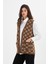 Kadın Vizon Monogram Desenli Cepli Triko Kilim Anne Yelek 2
