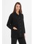 Kadın Siyah Düğmeli ve Cepli Kabartma Desen Triko Hırka 5