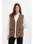 Kadın Vizon Monogram Desenli Cepli Triko Kilim Anne Yelek 1