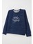 Kız Çocuk Sweatshirt Yazı Baskılı Yıldızlı 9-14 Yaş, Lacivert Melanj 3