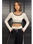Bel Lastikli Yazı Baskılı Kadın Body Bluz 1