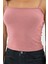 Pembe Kadın Ince Ip Askılı Basic Crop Atlet -2466 4