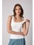 Kadın Atlet Beyaz Likralı Slim Fit Kalın Askılı - 2505 1