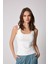 Kadın Atlet Beyaz Likralı Slim Fit Kalın Askılı - 2505 2