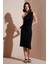 Slim Fit Tek Omuzlu Yırtmaçlı Bağlama Detaylı Midi Elbise Bayan Elbise 5866272 2