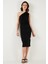 Slim Fit Tek Omuzlu Yırtmaçlı Bağlama Detaylı Midi Elbise Bayan Elbise 5866272 4