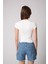 Kadın T-Shirt Likralı Slim Fit Kısa Kol Bisiklet Yaka Beyaz Basic - 2503 3