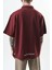 Erkek Yarım Fermuarlı Nakışlı Oversize T-Shirt Bordo 5