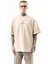 Erkek Just Hold Nakışlı Oversize T-Shirt Bej 2